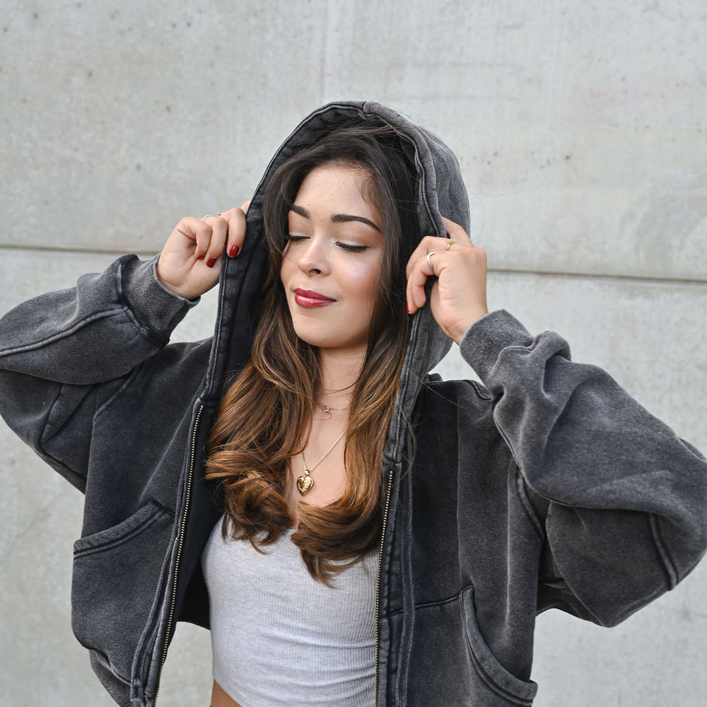 
                      
                        Heavy Vintage Fleece Cropped Zip Up Jacket — July Signature
                      
                    