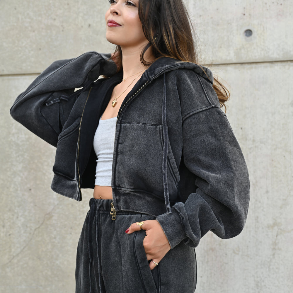 
                      
                        Heavy Vintage Fleece Cropped Zip Up Jacket — July Signature
                      
                    